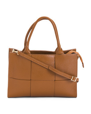 Made In Italy Leather Woven Tote | TJ Maxx