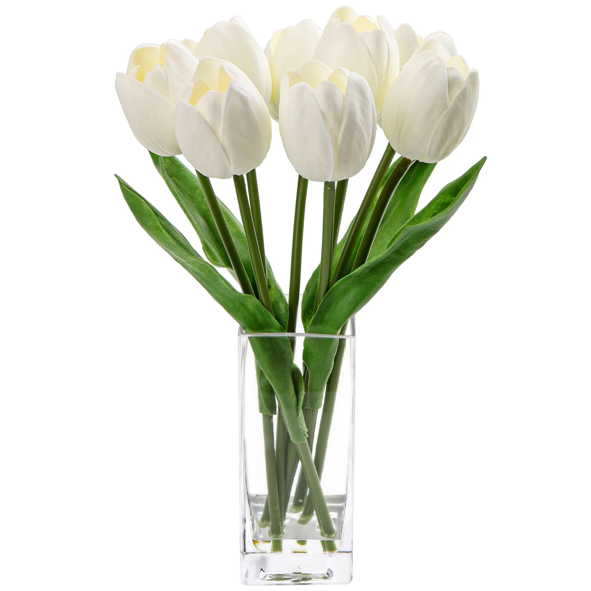 Tulip Artificial Flower Faux White Flowers Tulips in Clear Vase Flower Arrangement in Fake Water ... | Walmart (US)