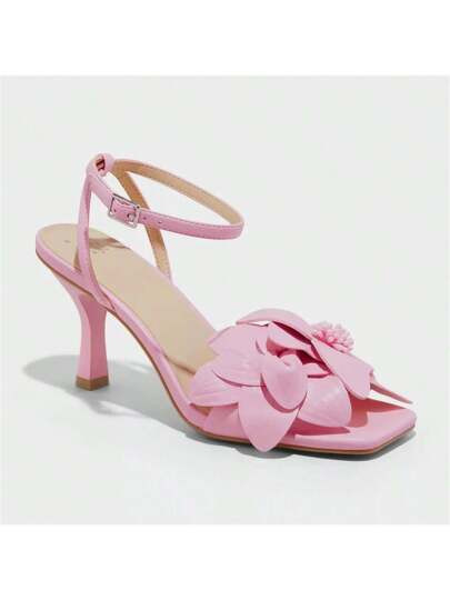 Women's Stiletto High Heel Sandals Faux Leather Ankle Strap | SHEIN