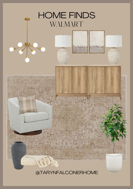 Shop these beautiful Walmart home finds!

Neutral home, swivel chair, fluted console, faux plant, budget friendly, affordable finds, sputnik light, textured lamp, vase, throw blanket

#LTKhome
