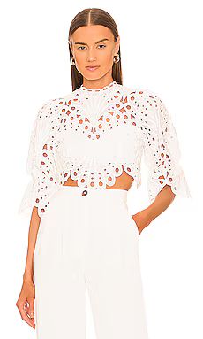 Michael Costello x REVOLVE Jovani Crop Top in White from Revolve.com | Revolve Clothing (Global)