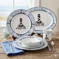 Vintage Coastal Lighthouse Dinnerware By Totally Today, Nautical Replacement Plates, Bowls, Mugs, Serving Platter, Beach House Dishes | Etsy (US)