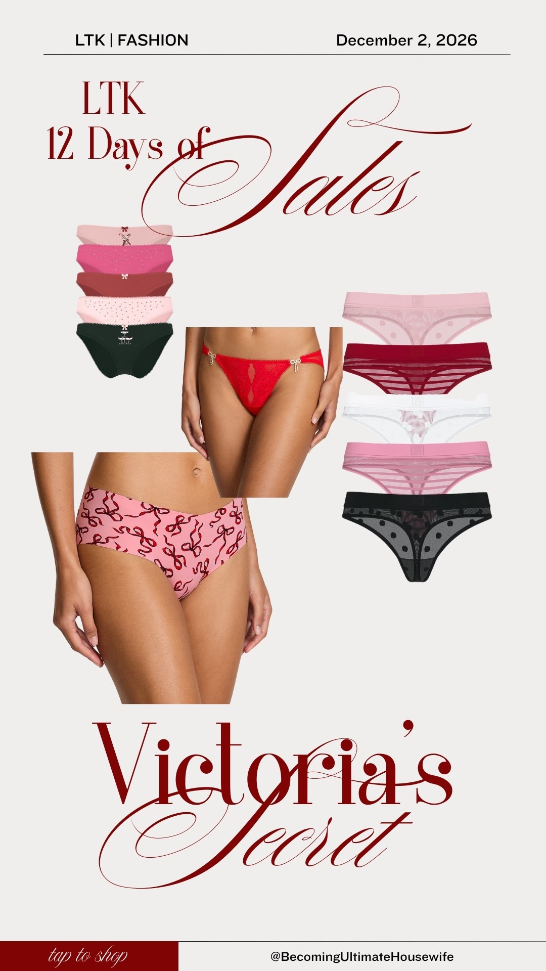 ✨ LTK is doing daily brand spotlights and today’s feature is Victoria’s Secret — and their underwear deals are so good right now.
I rounded up my top picks in all the pretty lace details, and comfy everyday cuts. Perfect for refreshing your drawer or grabbing a few new favorites while they’re marked down.

Tap to shop the exact pairs I linked 🤍
@BecomingUltimateHousewife

#LTKSaleAlert #LTKHoliday #LTKGiftGuide