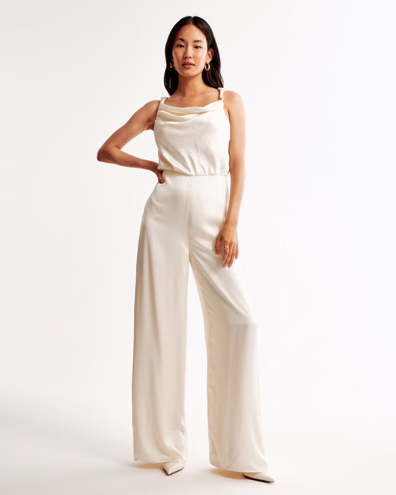 Twisty Strap Hardware Draped Jumpsuit Outfit | Jumpsuit Wedding | Jumpsuit Summer | Abercrombie & Fitch (US)