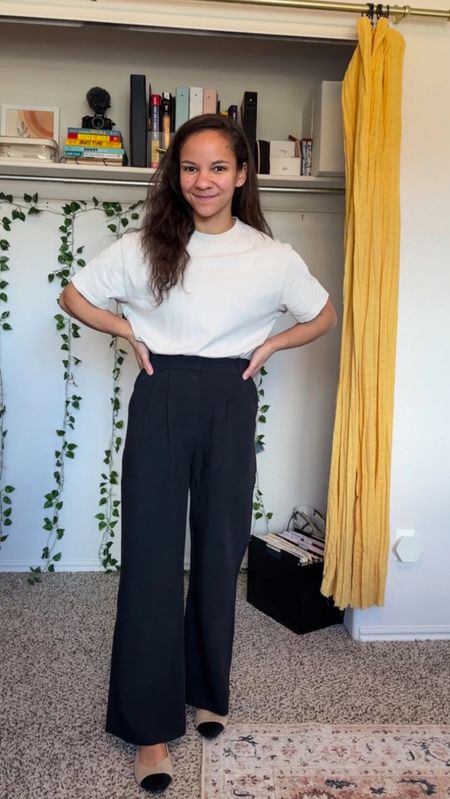Business casual look from abercrombie! These tailored pants are so good & this white tee is available in 5 other colors!

#abercrombie #businesscasual #workwear #officeoutfit #medicalschool #whitetee #tailoredpants #brownpants #widelegpants #blackpants #amazonfinds #workflats

#LTKunder100 #LTKFind #LTKworkwear