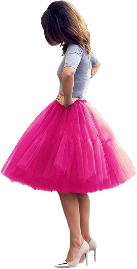 Babyonline Lady's Princess Tutu Tulle Midi Knee Length Skirt Underskirt | Amazon (US)