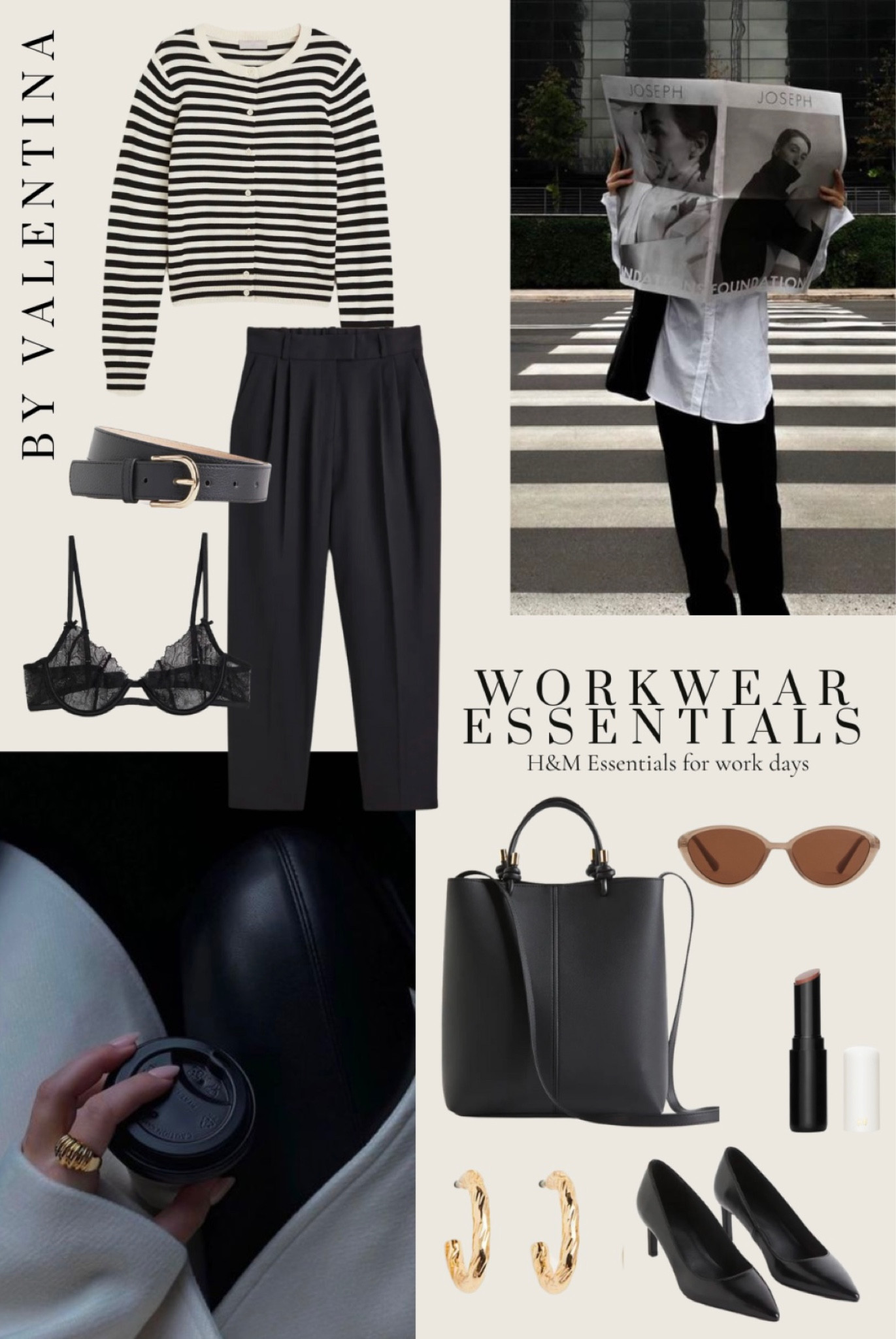 H&M Work wear essentials, transitional style, autumn fashion, striped cardigan, tailored trousers, lace bra, knot detail bag, pumps, sunglasses 


#LTKSeasonal #LTKworkwear #LTKstyletip