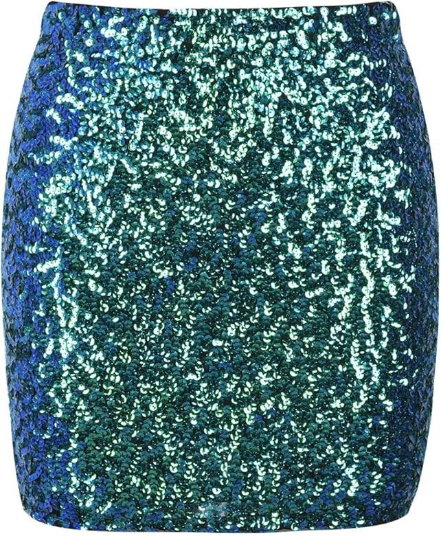 Women's Sequin Skirt Stretchy Bodycon Sparkle Mini Skirt Night Out | Amazon (US)