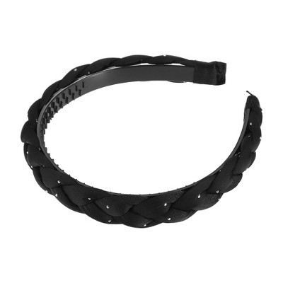 Unique Bargains Women's Thick Braided Knotted Non-slip Fashion Elastic Solid Color Headband 1 Pc Black | Target