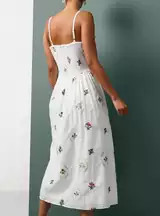 Buy Tu x Morris & Co. White Kelmscott Trellis Embroidered Print Sleeveless Cami Dress 18 | Midaxi... | Tu Clothing