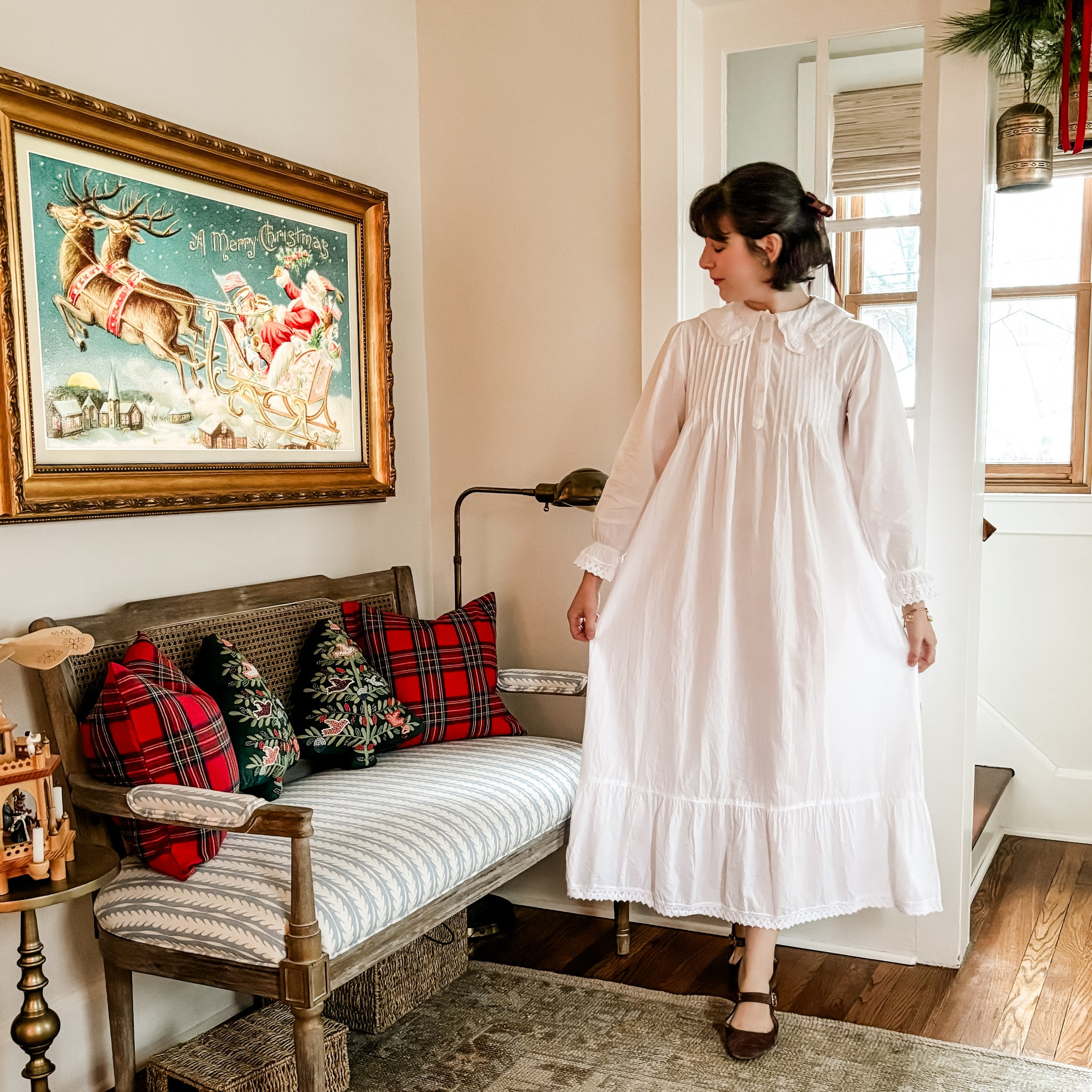 OOTD // Holiday Look No.7: Christmas Morning🎁- one of my favorite classic nightgowns perfect for Christmas morning!

Back from being sick! ❄️ I’ve linked everything that I could in this photo including all the holiday decor, pillows etc 🎄

#LTKhome #LTKHoliday #LTKGiftGuide