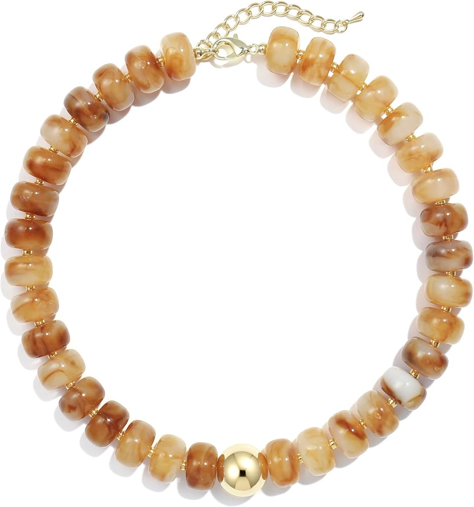 Badu Colorful Chunky Beaded Choker Necklace, Acrylic Colorful Bead Statement Necklaces, Adjustabl... | Amazon (US)