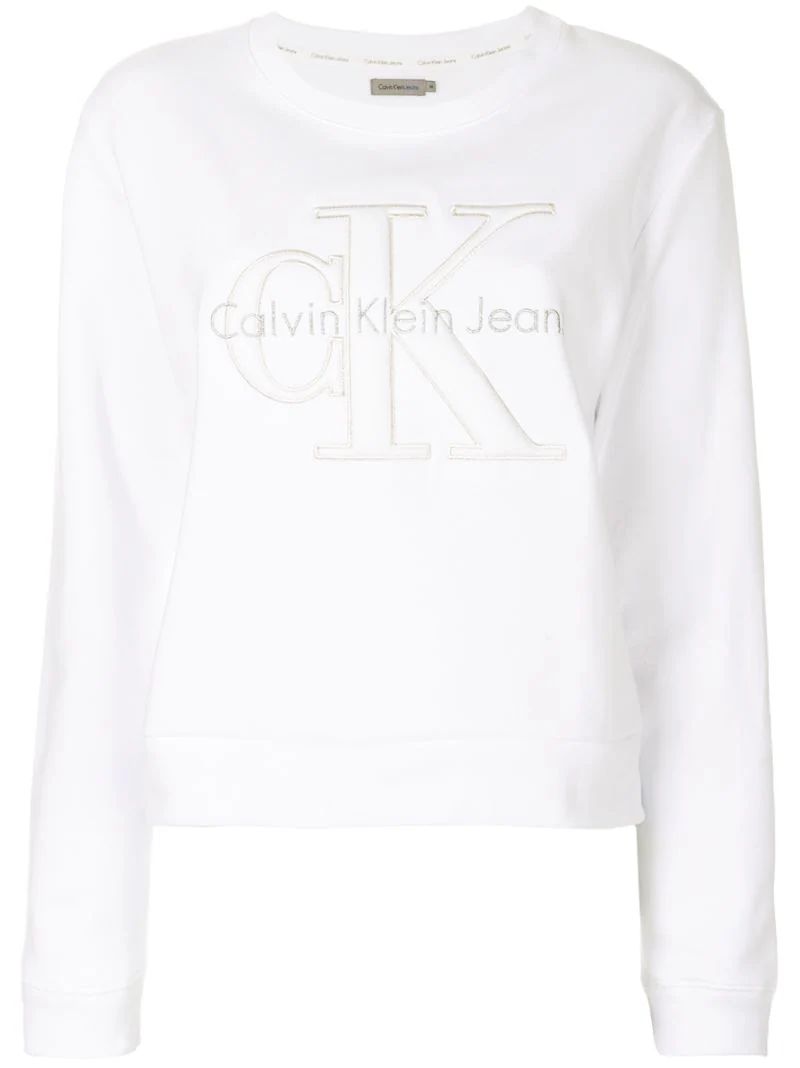 Calvin Klein Jeans - embroidered sweatshirt - women - Cotton - S, White | FarFetch Global