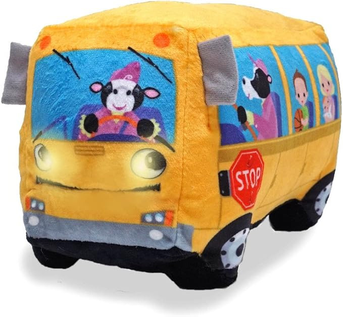 Cuddle Barn | Wheelie 8" School Bus Singing Stuffed Animal Plush Toy | Mouth Moves and Eyes Light... | Amazon (US)