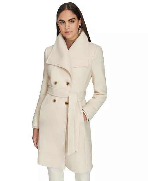 Women's Double-Breasted Belted Coat | Macy's