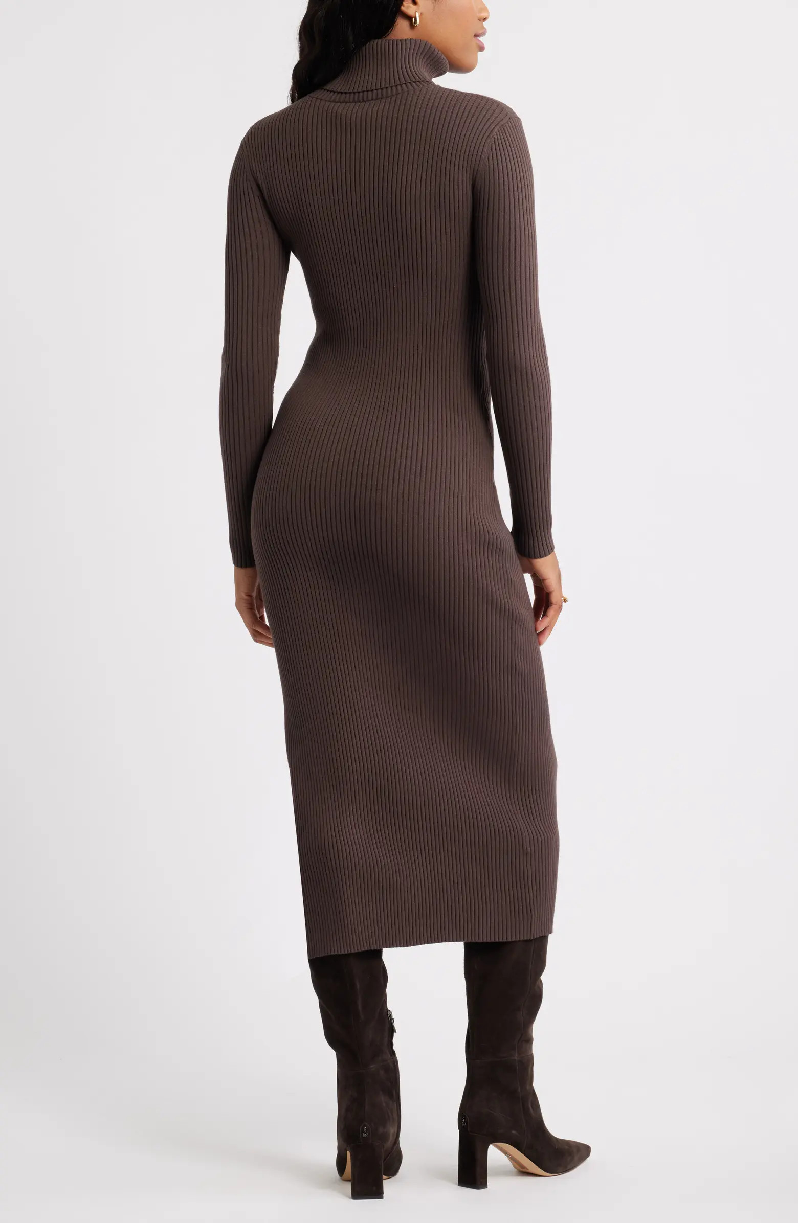 Rib Long Sleeve Turtleneck Sweater Dress | Nordstrom