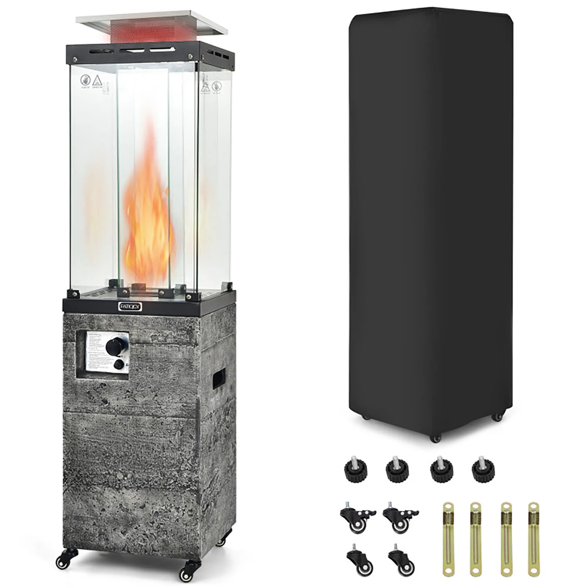 Clihome 41000 -BTU Dark Gray Stainless steel Floorstanding Liquid propane Patio Heater | CL-NP11219US-HS | Lowe's