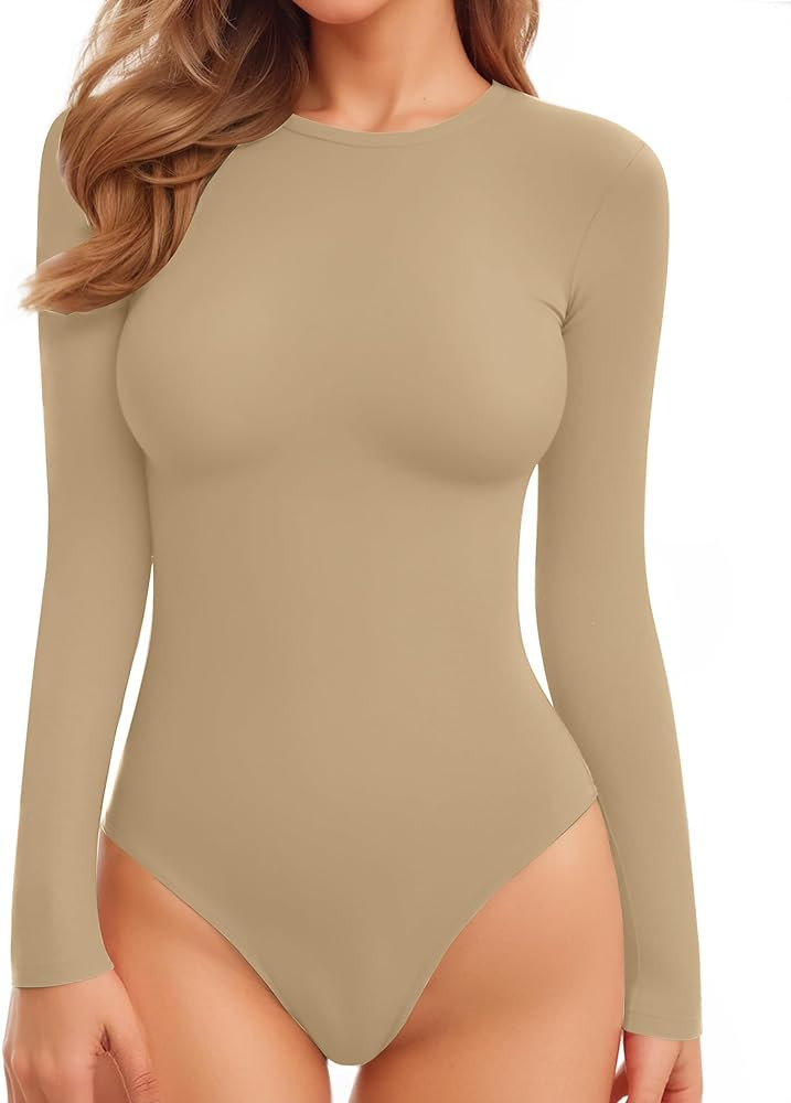 MANGOPOP Tank Top Body Suits Women Sexy Crew Neck Racerback Halter Ribbed Sleeveless Bodysuit for... | Amazon (US)