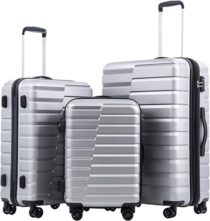 COOLIFE Luggage Expandable Suitcase PC ABS TSA Luggage 3 Piece Set Lock Spinner Carry on (sliver,... | Amazon (US)