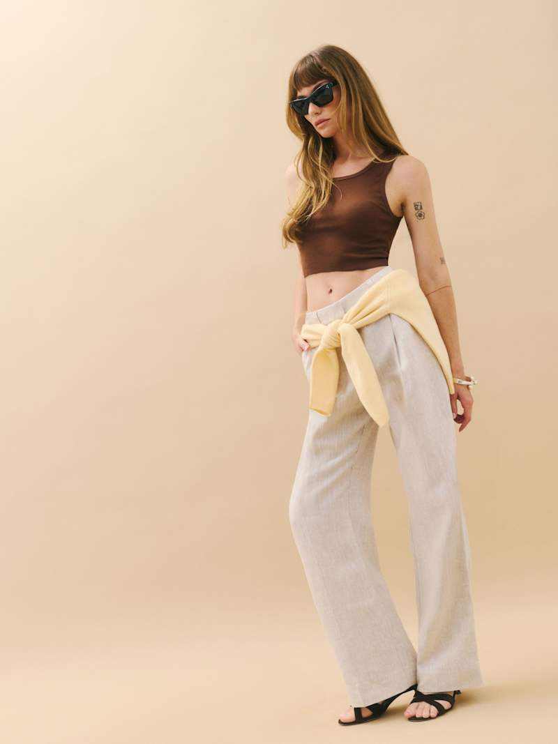 Alex Cropped Linen Pant | Reformation (Global)