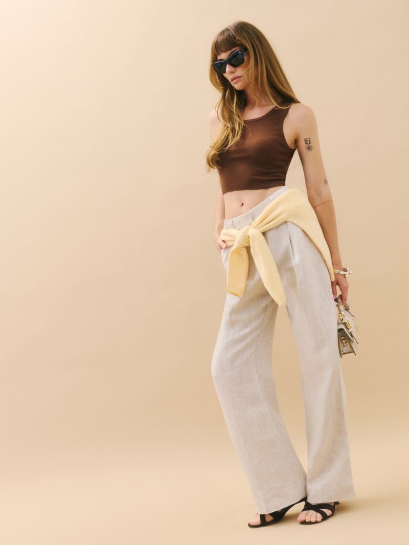 Alex Cropped Linen Pant | Reformation (Global)