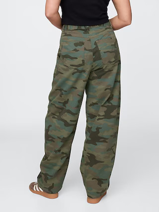 Mid Rise Twill Barrel Pants | Gap (US)