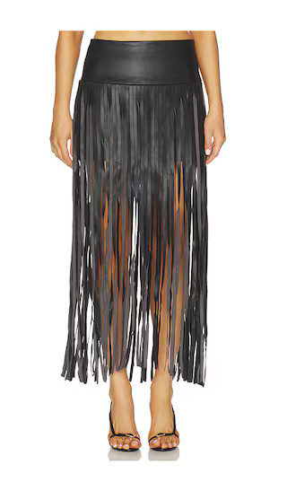 Brooklyn Fringe Skirt in Black | Revolve Clothing (Global)
