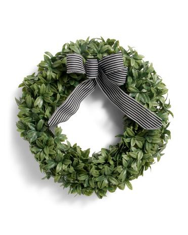 24in Boxwood Wreath With Ribbon | TJ Maxx