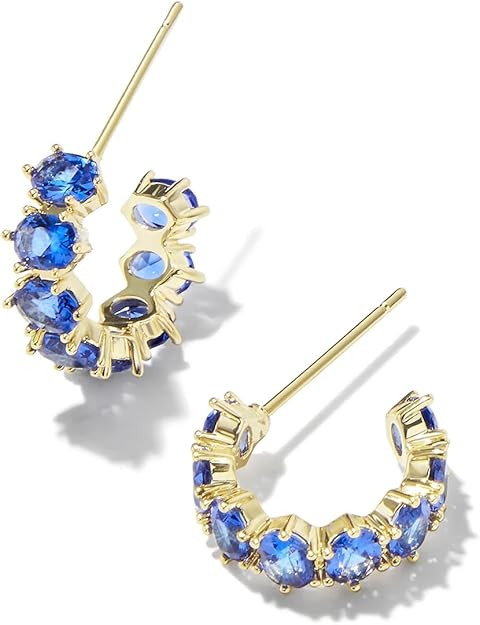 Kendra Scott Cailin 14k Gold-Plated Brass Crystal Huggie Earrings in Blue Crystal, Fashion Jewelr... | Amazon (US)