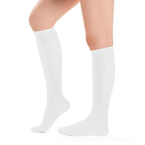Ammiko Knee High Socks for Women - Long White Socks with Knee High Length | Amazon (US)