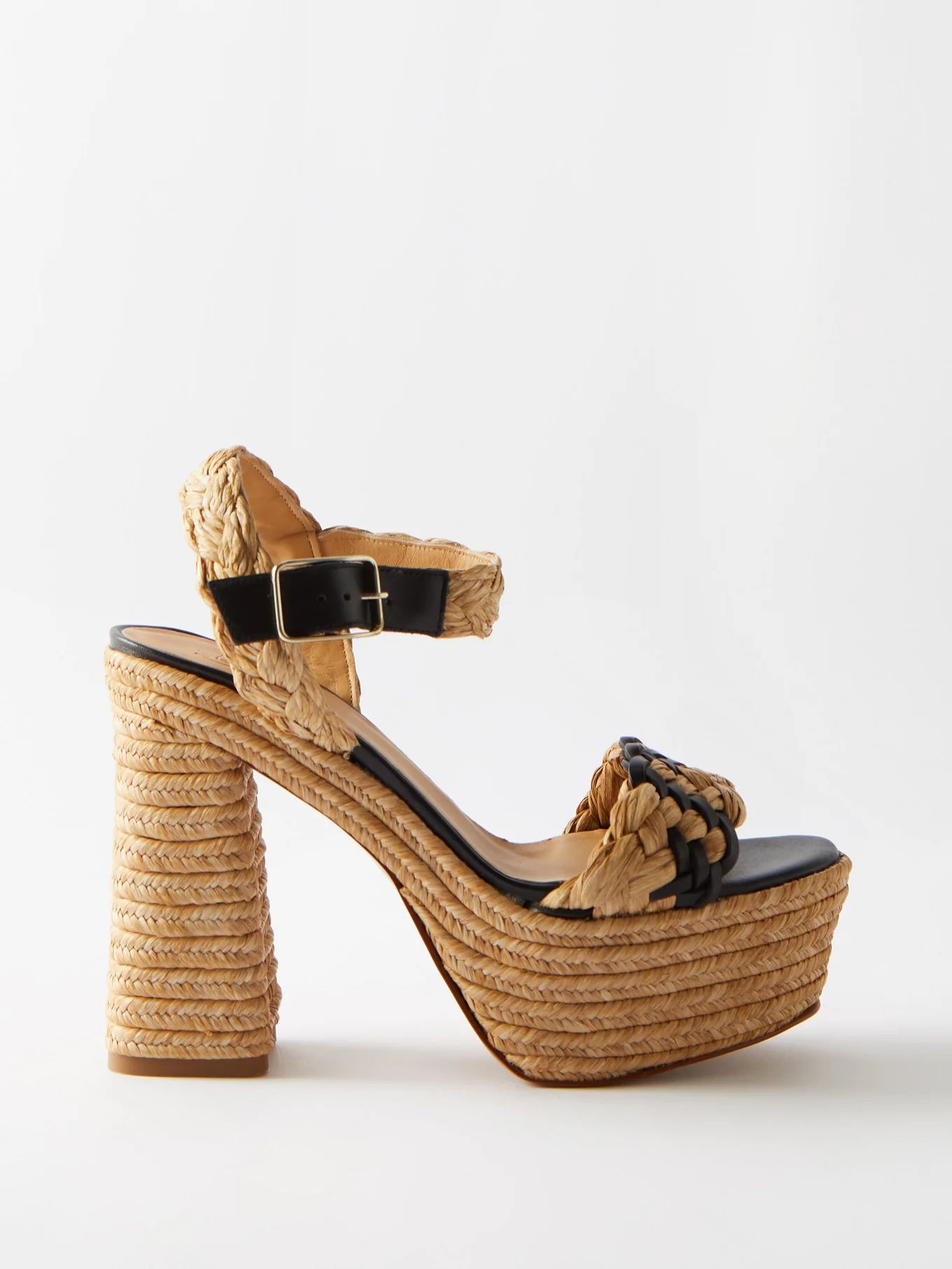 Agnes 110 raffia-woven platform sandals | Matches (UK)
