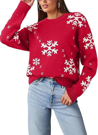 Dokotoo Sweaters for Women Casual Crewneck Long Sleeve Floral Print Cable Knit Pullover Sweater T... | Amazon (US)