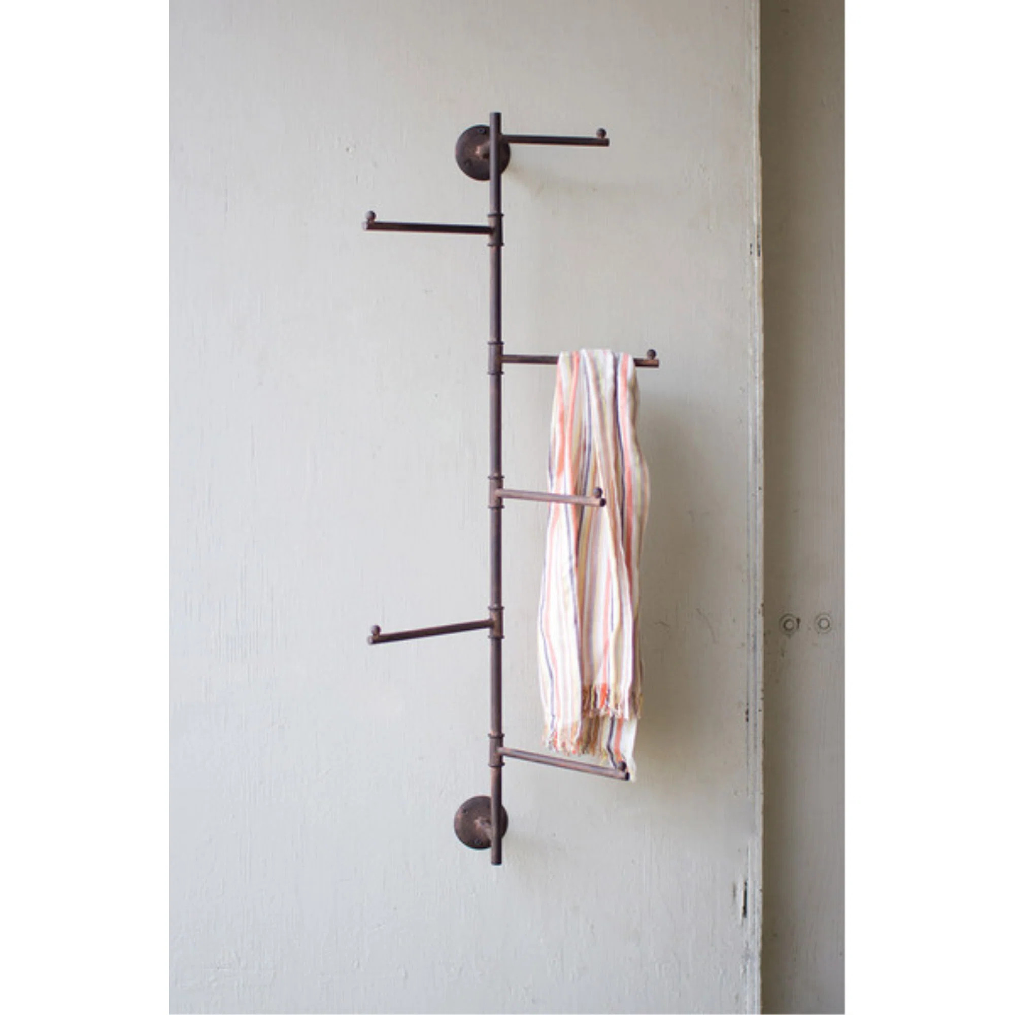 Rustic Metal Wall Swivel Coat Rack – 35.6 Inch Brown | Wayfair North America