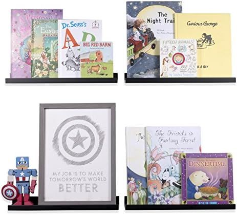 Wallniture Denver Ledge 17" Floating Shelves for Wall, Black Bookshelf for Toddler Toys, Kids Boo... | Amazon (US)