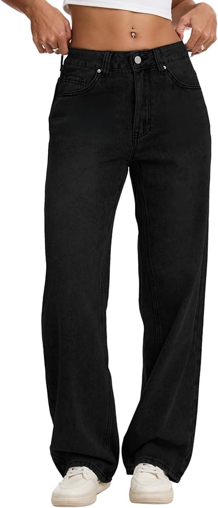 Straight Leg Jeans for Women Casual Washed Vintage Loose Fit Boyfriend Jeans Denim Pants | Amazon (US)