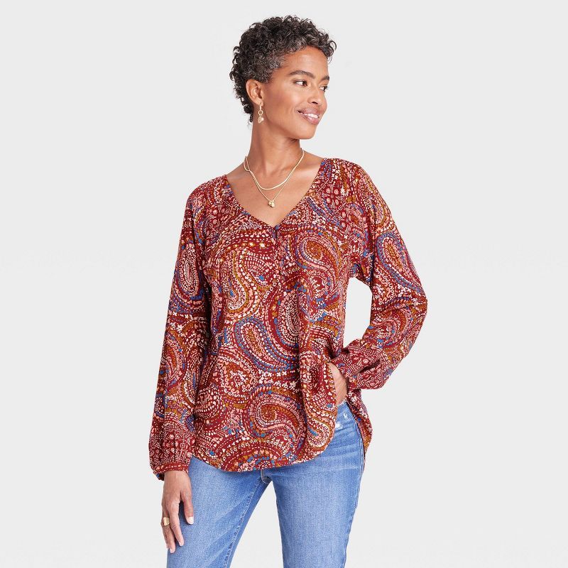 Women's Long Sleeve V-Neck Tunic Top - Knox Rose™ | Target