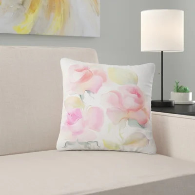 Beautiful Pink Rose Flowers - Floral Printed Pillow | Wayfair North America