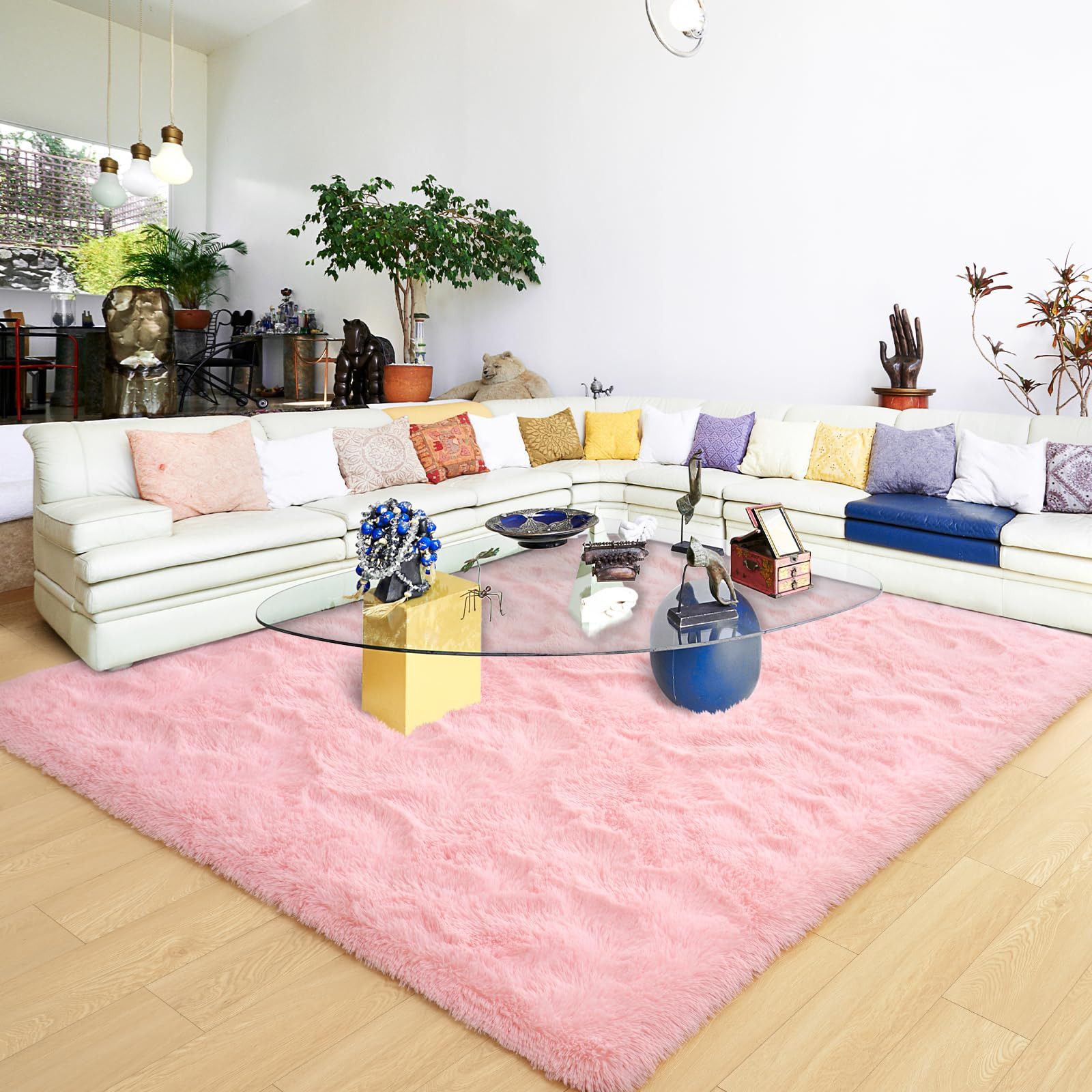 Ultra Soft Pink Rugs for Bedroom 5x8 Feet, Fluffy Shag Area Rugs for Living Room, Large Comfy Fur... | Amazon (US)