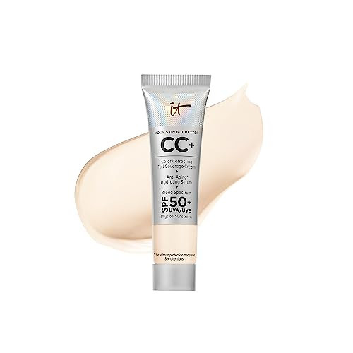 IT Cosmetics CC+ Cream Travel (Fair) - Full-Coverage Foundation With SPF 50, Color Corrector & Anti-Aging Serum, Formulated With Niacinamide & Hyaluronic Acid, Natural Finish, 0.4 fl oz | Amazon (US)