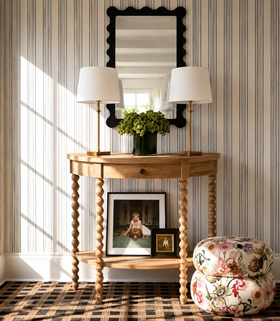 A welcoming entry starts with thoughtful layers.

Soft stripes, warm wood tones, fresh florals, and timeless silhouettes create an entryway that feels collected, inviting, and effortlessly elegant. The first impression of a home doesn’t have to be grand—it just needs character.

Today’s focus: creating a foyer that feels bright, classic, and beautifully lived in.

#entrywaydecor #foyerdesign #entrywayinspo #modernclassic #consoletable #tablelamp #wallmirror #floraldecor #homedecor #interiorstyling #classicinteriors #entrywayideas #foyerstyle #homedetails #ltkhome

#LTKHome #LTKSaleAlert