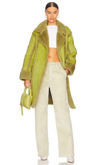 OW Collection New York Faux Fur Jacket in Green. - size M (also in L, S, XS) | Revolve Clothing (Global)