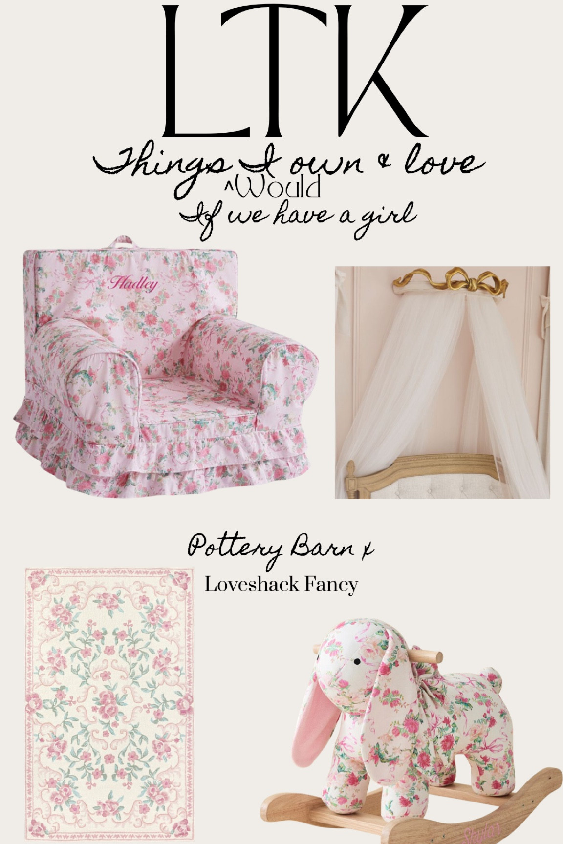 Pottery Barn x LoveShack Fancy! So obsessed with this collection 💕 #girlsroom #babygirl #potterybarn #loveshackfancy #girlygirl #florals #bows #homedecor #nurseydecor 