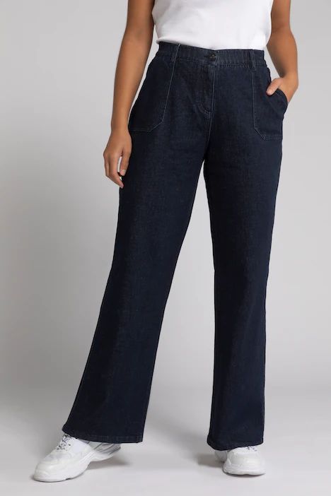 Dark Rinse Wide Leg Mary Fit Stretch Jeans | Ulla Popken