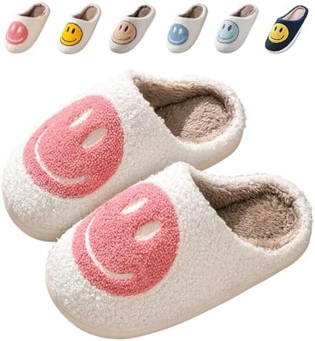 Sierlos Cute Kids' Plush Preppy Slippers - Happy Face Soft Memory Foam Fuzzy Slip-Ons for Indoor/... | Amazon (US)