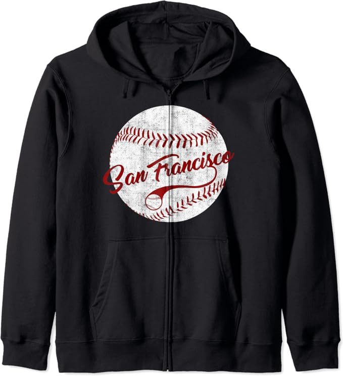Baseball San Francisco Vintage Giant Ball, National Pastime Zip Hoodie | Amazon (US)