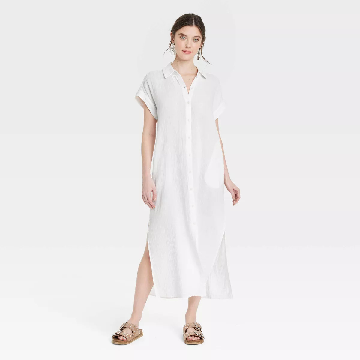 Women's Gauze Button-Front Maxi Shirtdress - Universal Thread™ | Target