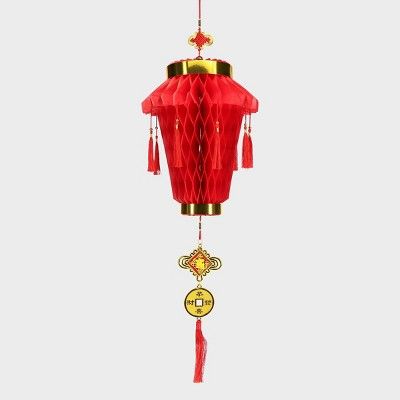 Lunar New Year Honeycomb Hanging Decoration Coin Red | Target