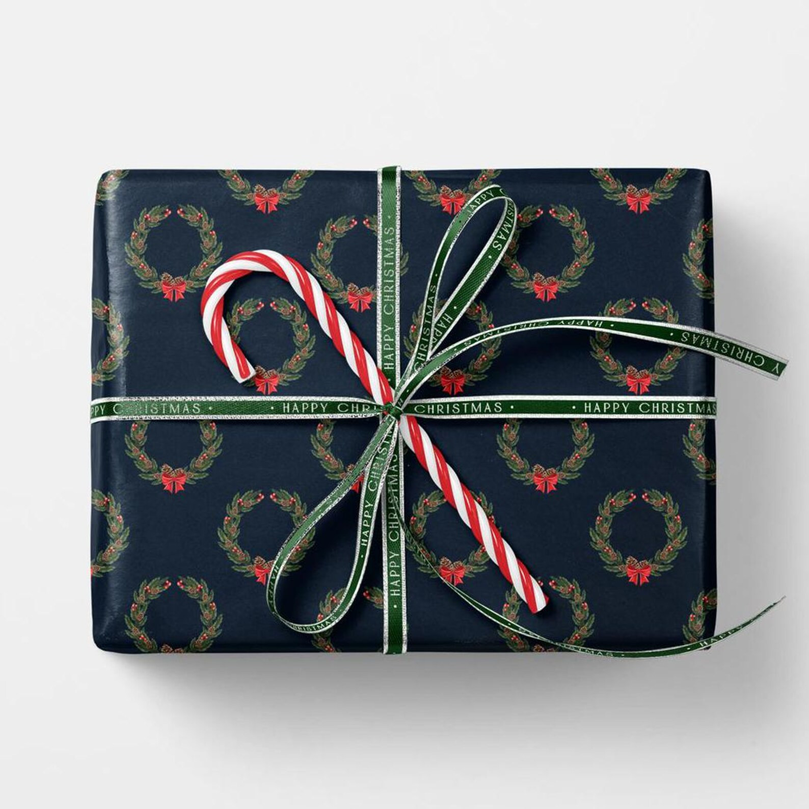 Christmas Wreath Wrapping Paper Christmas Wrapping Paper Rolls Classic Christmas Design Festive E... | Etsy (US)