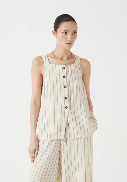 Phoebe Linen Blend Stripe Waistcoat | Hush UK