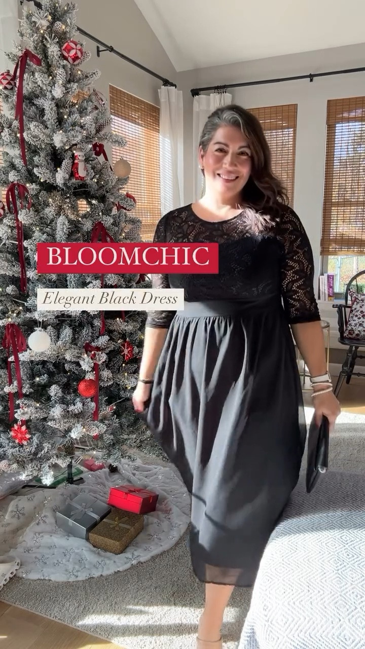 So lovely 🎀✨ #classydress #elegantdress #blackdress #bloomchic #bloomchicdress #plussizedress #plussizefashion #midsizedress #holidaydress